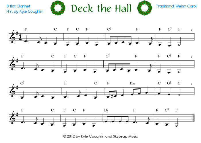 View the printable PDF of Deck the Halls for clarinet