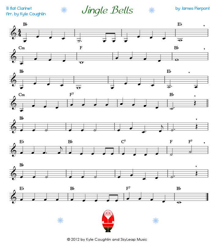 View the printable PDF of Jingle Bells for clarinet 