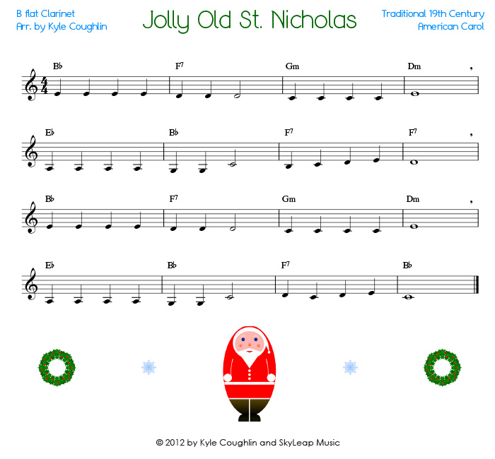 View the printable PDF of Jolly Old St. Nicholas for clarinet