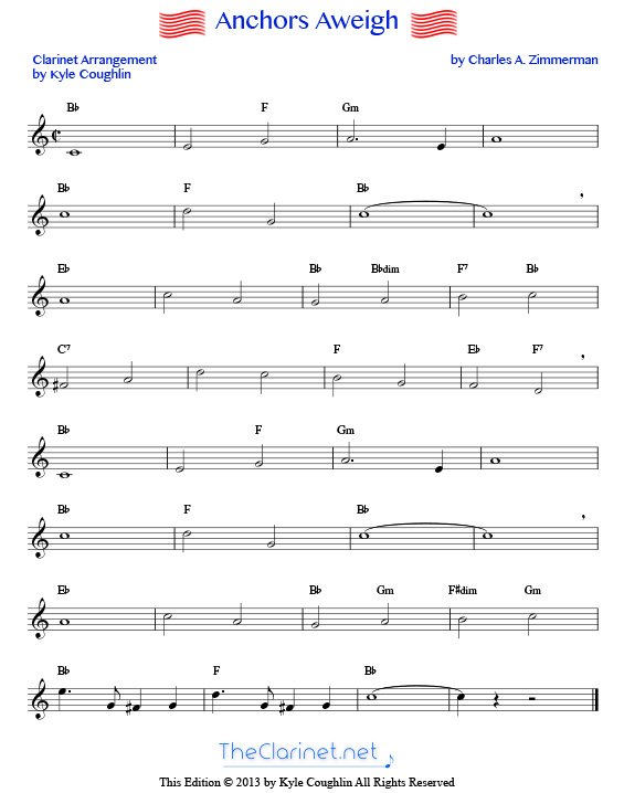 Anchors Aweigh for free, printable PDF sheet music