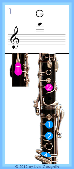 Clarinet fingering for altissimo register G, No. 1